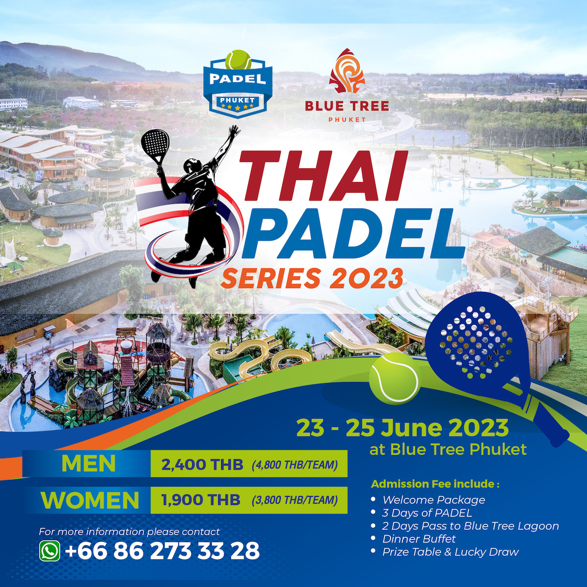 “บลูทรี ภูเก็ต” เตรียมเปิดสนามจัดการแข่งขัน “Thai Padel Series 2023” กีฬาสุดฮิตจากยุโรป   ครั้งแรก! ในภูเก็ต 23-25 มิ.ย.นี้ พร้อมเปิดรับสมัครแล้ววันนี้!! 